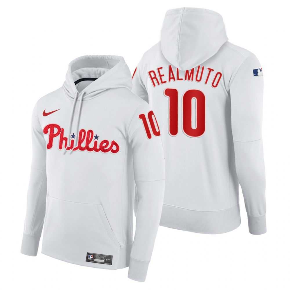 Men Philadelphia Phillies 10 Realmuto white home hoodie 2021 MLB Nike Jerseys